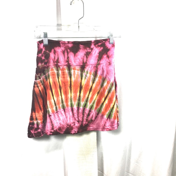 Patan Design tie die flowy silk mini skirt - Picture 2 of 4